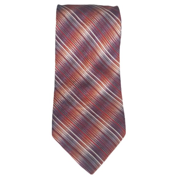Alfred Sung 100% Silk Men's Tie, Dark Orange and White Diagonal Stripes - Picture 4 of 9